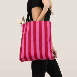 Pink and Red Peppermint Stripes Tote Bag