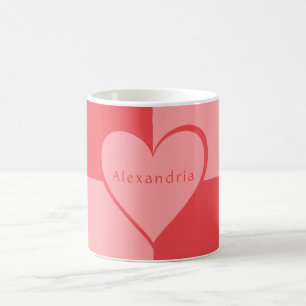 Pink and Red Personalised Heart Coffee Mug