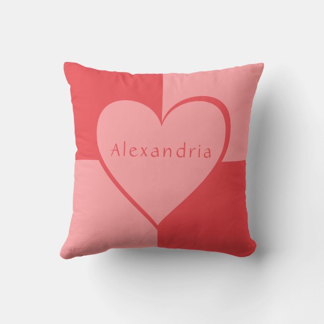 Pink and Red Personalised Heart Cushion (Back)