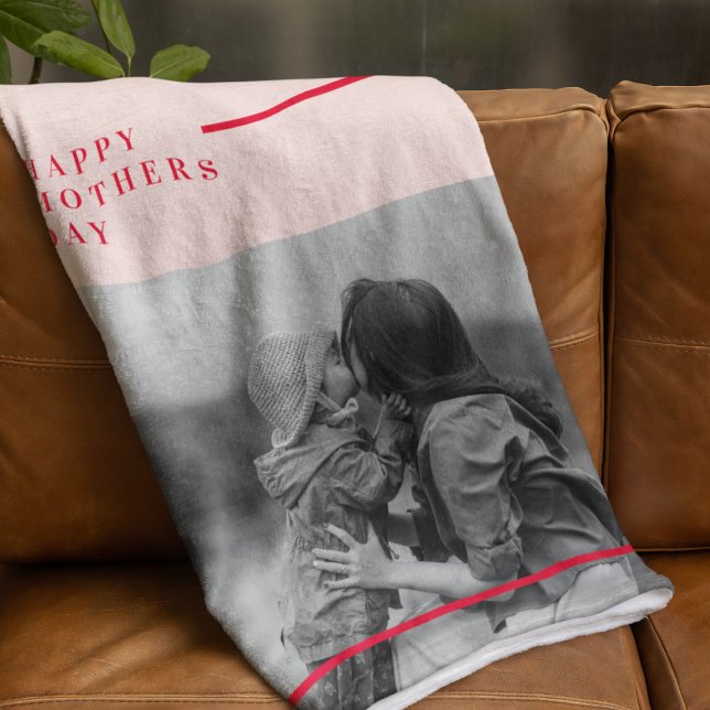  Pink and Red Photo Mother's Day Gift Fleece Blanket (Creator Uploaded)