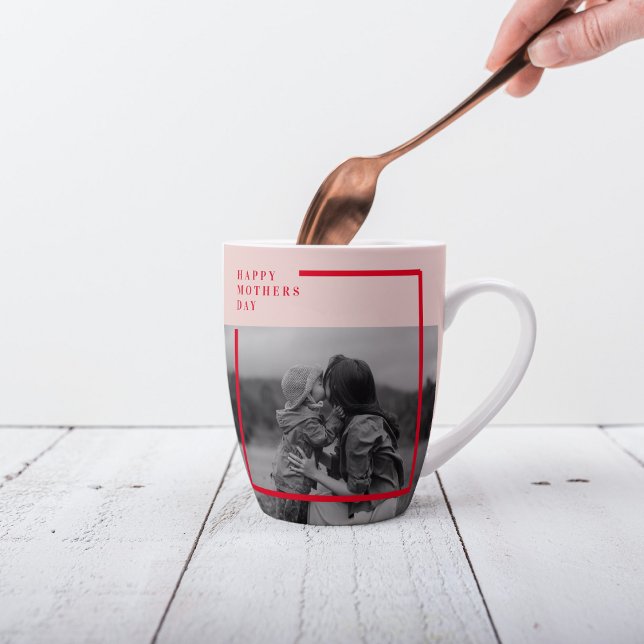  Pink and Red Photo Mother's Day Gift Latte Mug (Creator Uploaded)