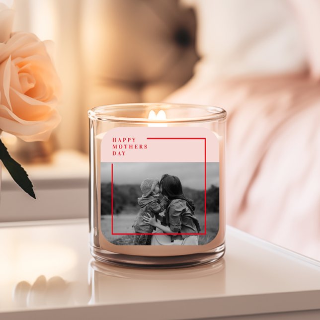  Pink and Red Photo Mother's Day Gift Square Sticker (Creator Uploaded)