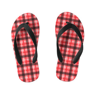 Pink and Red Plaid Kid's Thongs