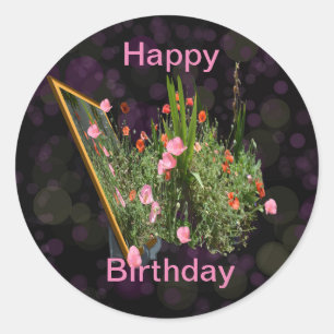 Pink And Red Poppy Popout Art, Classic Round Sticker