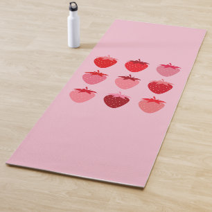 Pink And Red Preppy Aesthetic Strawberries Yoga Mat