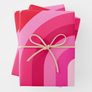 Pink And Red Rainbow Wrapping Paper Sheet