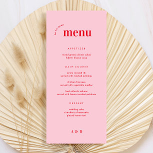 Pink and Red Retro 70s Wedding Menu & Bar Menu
