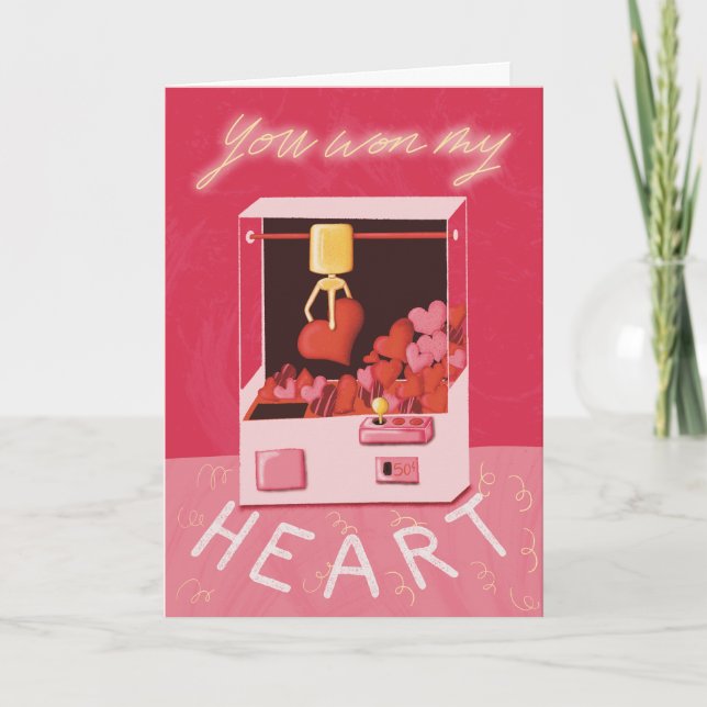 Pink and Red Retro Arcade Valentine’s Day Card  (Front)