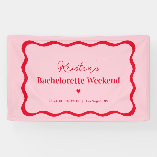 Pink and Red Retro Bachelorette Party  Banner (Horizontal)