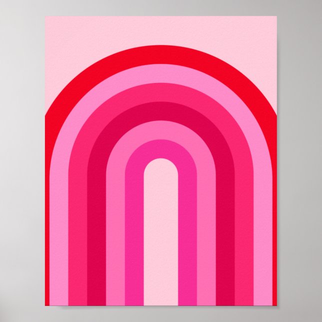 Pink And Red Retro Rainbow Poster (Front)