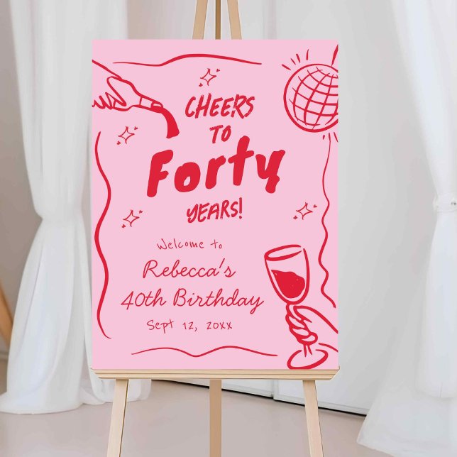 Pink and Red Retro Vintage Cheers Welcome Sign (Creator Uploaded)