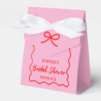 Pink And Red Retro Wavy Border Bridal Shower Favour Box