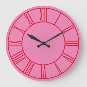 Pink and Red Ring Roman Numerals Large Clock