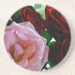 pink and red rose flowers coaster