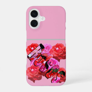 Pink And Red Roses And Logo, iPhone 16 Case