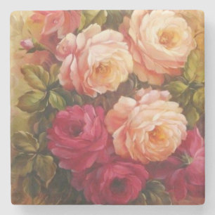 Pink and Red Roses Fine Art Stone Coaster