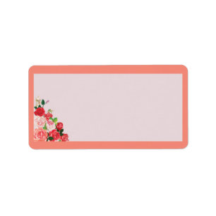 Pink and Red Roses Floral Mailing Address Label