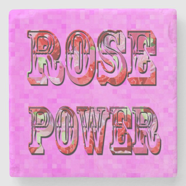 Pink And Red Roses Power,   Stone Coaster (Front)