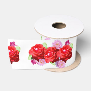 Pink And Red Roses, Satin Ribbon