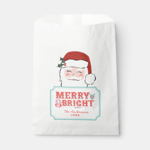 Pink and Red Santa   Merry & Bright  Favour Bag