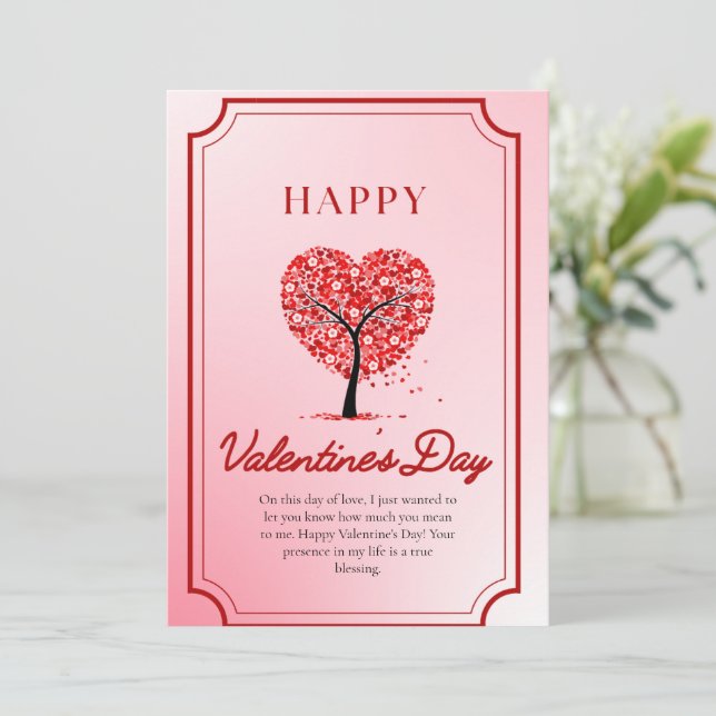 Pink And Red Simple Illustrative Happy Valentine's Invitation (Standing Front)