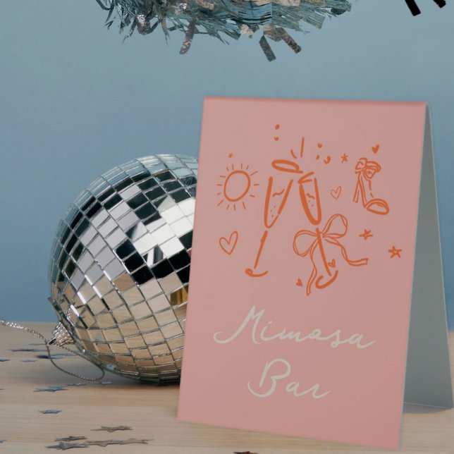 Pink and Red Sketch Bachelorette Weekend Party (Pink and red hand drawn sketch girly illustrations bachelorette party mimosa bar table sign.)