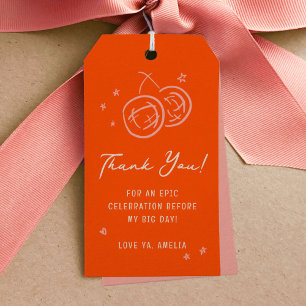 Pink and Red Sketch Thank You Bachelorette Favour Gift Tags