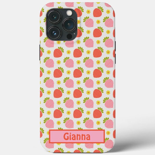 pink and red strawberries and daisies  Case-Mate iPhone case (Back)