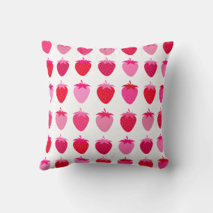 Pink And Red Strawberries Cushion