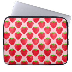 Pink and Red Strawberry Pattern. Laptop Sleeve