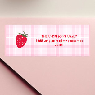 Pink and Red Strawberry Return Address Label
