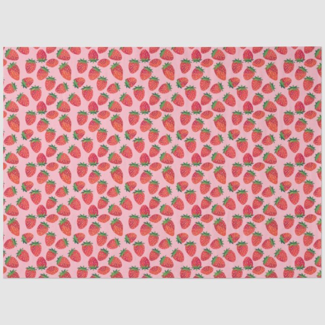 Pink and Red Strawberry  Tissue Paper (Front)