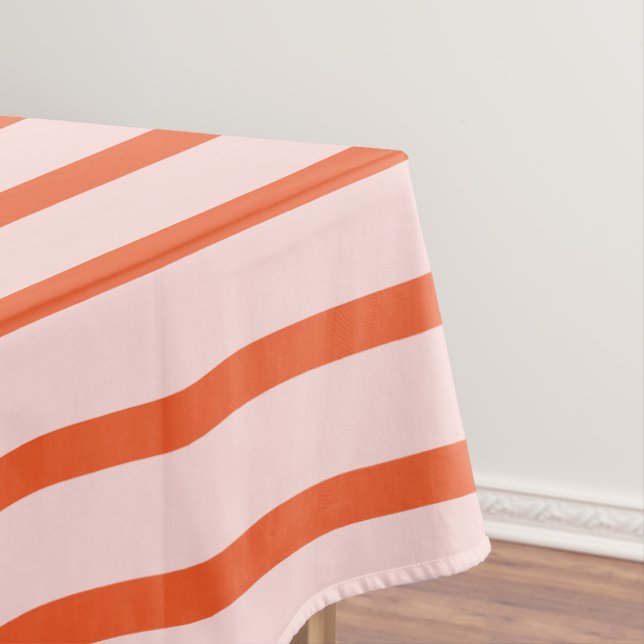Pink and Red Stripe Pattern Tablecloth (In Situ)