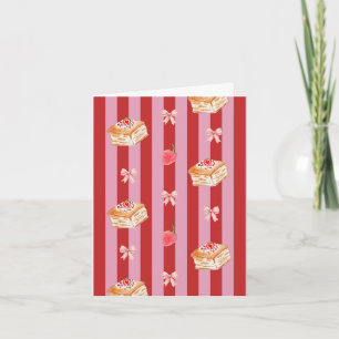 Pink and red striped card with cake pattern
