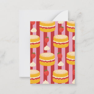 Pink and red striped card with cake pattern