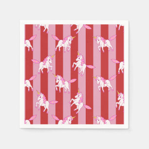 Pink and red striped unicorn napkin