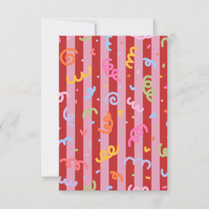 Pink and red striped, with confetti design  thank you card