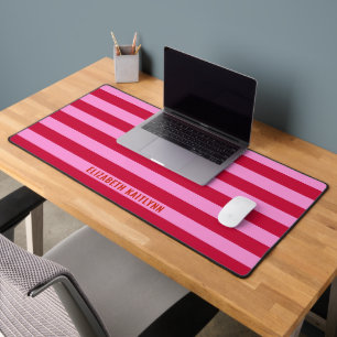  Pink and Red Stripes Pattern Personalised  Desk Mat