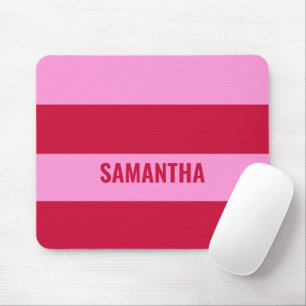 Pink and Red Stripes Pattern Personalised Mouse Pad
