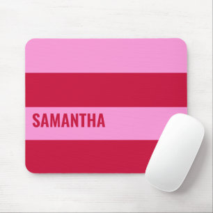 Pink and Red Stripes Pattern Personalised Mouse Pad