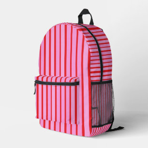 Pink and Red Stripes  Printed Backpack