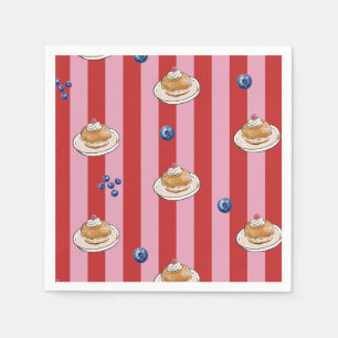 Pink and red stripes with cake pattern napkin
