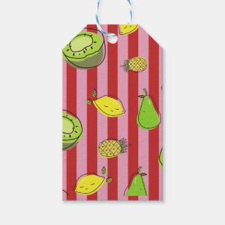 Pink and red stripes with fruit pattern gift tags