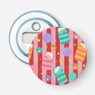 Pink and red stripes with sleepover pattern bottle opener