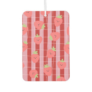 Pink and red stripes, with strawberries car air freshener