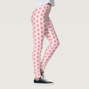 Pink and Red Tattered Heart Artwork Pattern Leggings