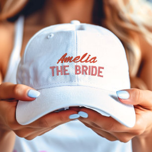 Pink and Red The Bride Bridal Party Personalised Embroidered Hat