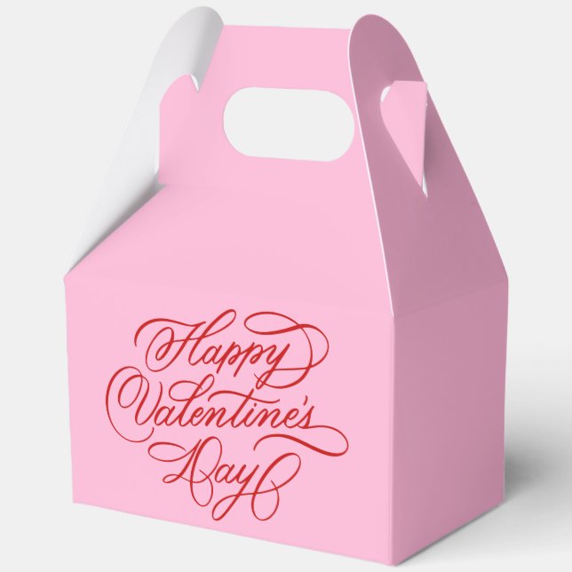 Pink and Red Valentines Day Calligraphy Favour Box (Front)