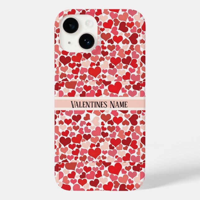 Pink and red valentines day hearts iPhone case (Back)