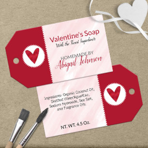💖 Pink and Red Valentine's Day Soap  Gift Tags
